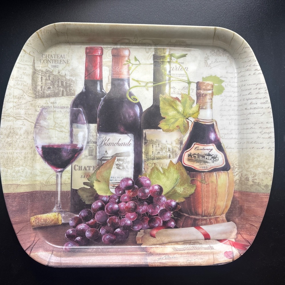 Home Essentials Melamine Tray Wine & Grape Design